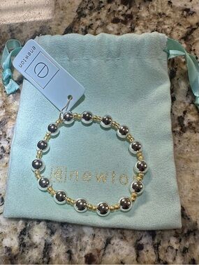 Newton Silver & Gold Beaded Stretch Bracelet